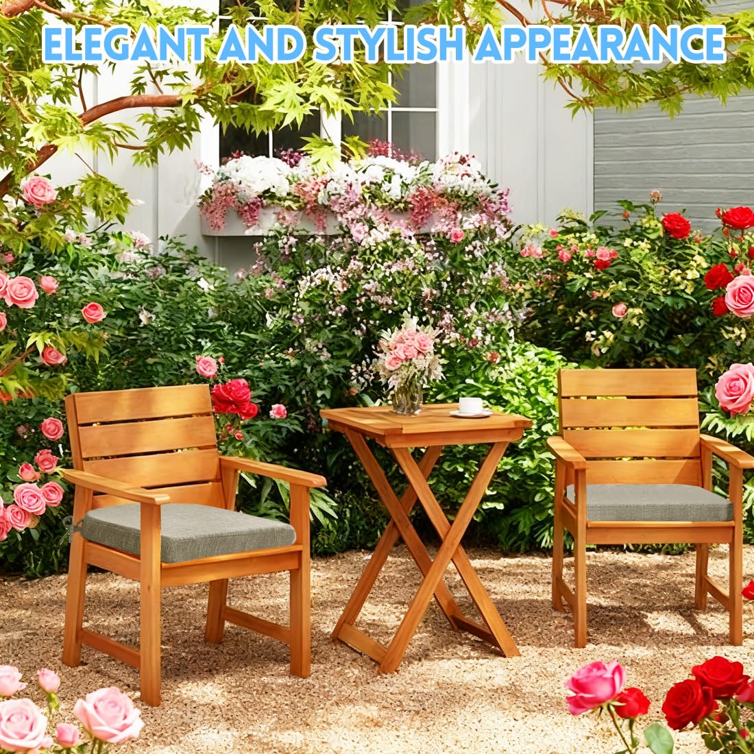 Juego de 2 cojines para silla de 43x42x5cm, cojín de espuma de alta densidad, cómodo cojín para asiento para interior/exterior, funda de silla para jardín, balcón, cojín para comedor, sala de estar