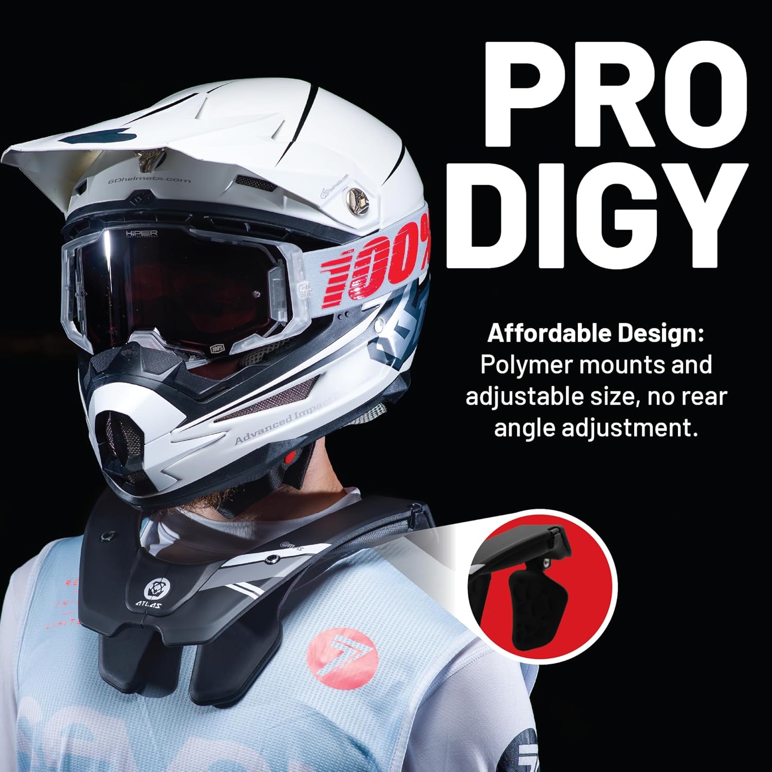Atlas Brace Prodigy Neck Brace for Use in: Powersports, Offroad Racing, Motocross, Mountain Biking, and BMX (Black, One-Size)