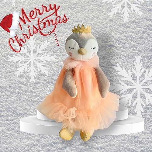 Miniatura 7 de Regalos de peluche de pingüino para niños, lindo muñeco de peluche de pingüino, 15 pulgadas (vestido de pingüino de princesa, melocotón)