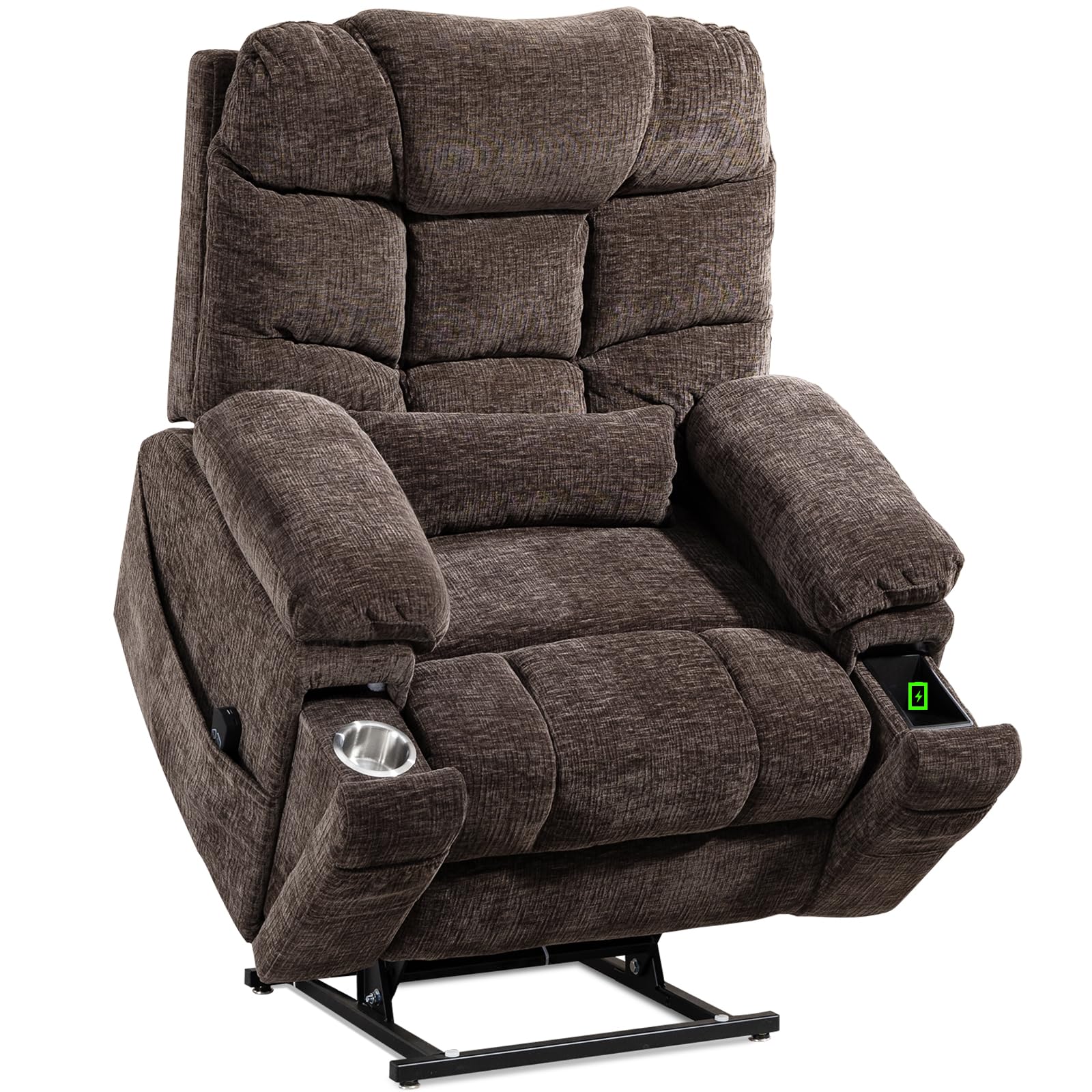 Fachmaih Power Lift Recliner Chair Oversized for Elderly Big Tall Man 26'' Wide Recliner Chair with Heat and Massage Cup Holder Wireless Charging Dual