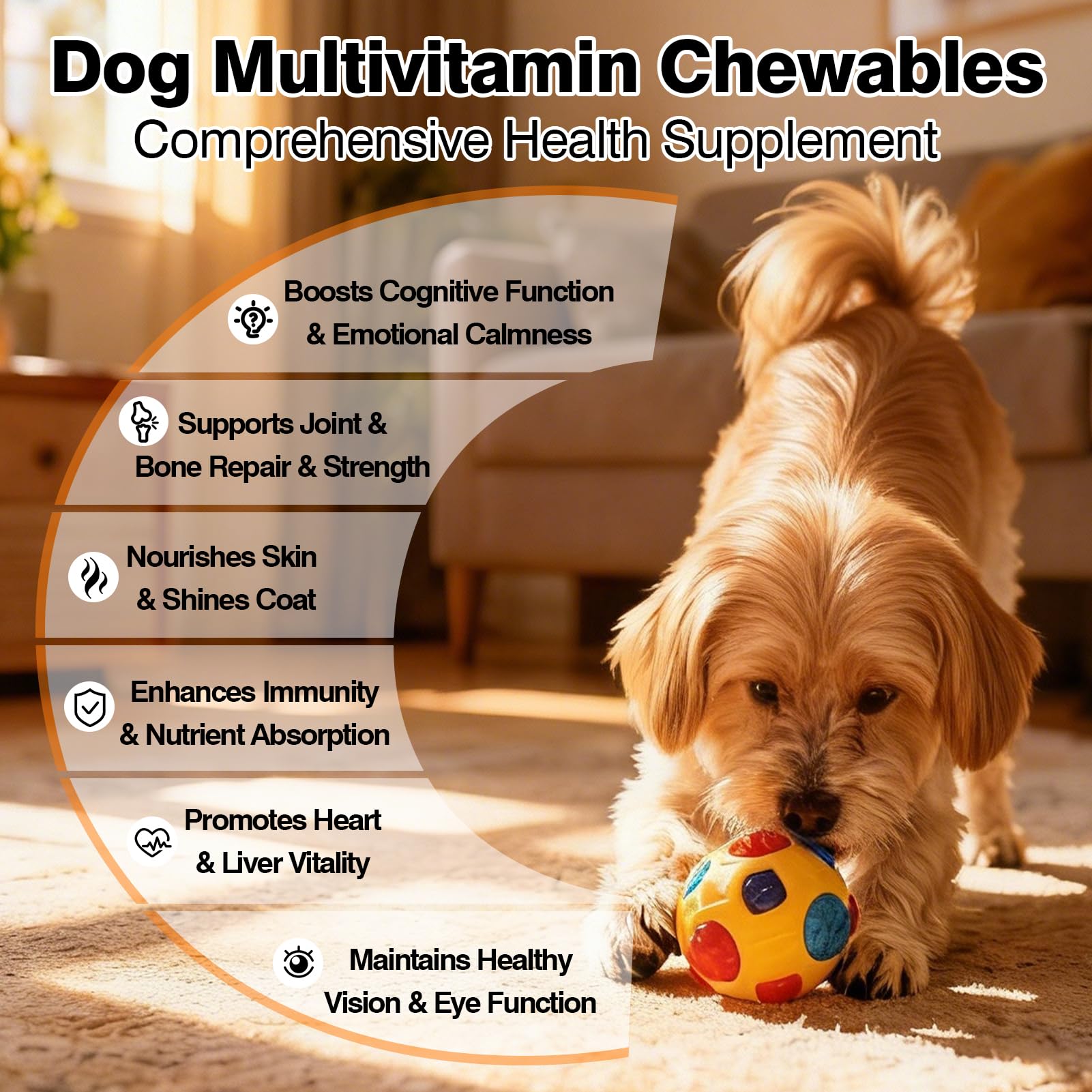 29-in-1 Advanced Cognition Dog Vitamins and Supplement with Melatonin Omega-3 L-Theanine 200 Ct Dog Multivitamins Chewable Supports Cognitive Function, Nervous System, Overall Health - Chicken Flavor - image 2