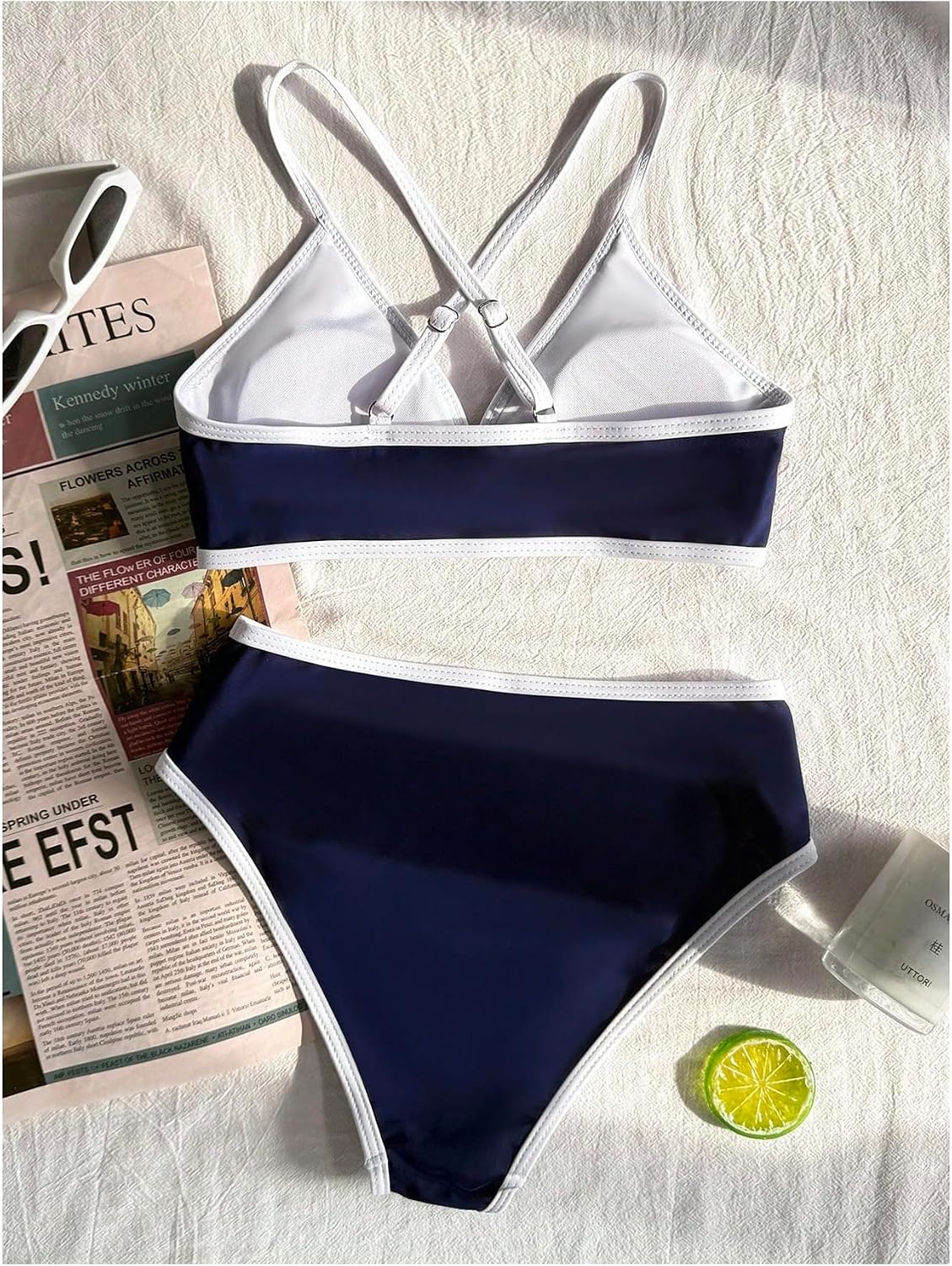 SHENHE Girl's 2 Piece Swimsuits V Neck Criss Cross Back Color Block Bikini Set Bathing Suits