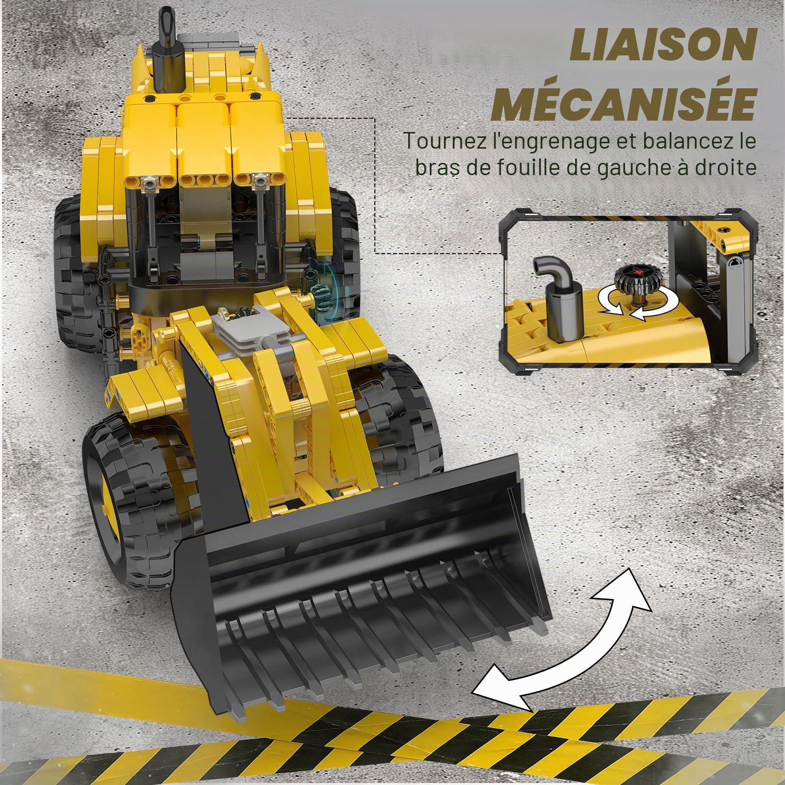 Mould King 17084 Technique Chargeuse sur pneus, pelleteuse, véhicule de construction, jouet avec pelle mobile, kit de construction réaliste, cadeau d'anniversaire pour garçons à partir de 8 ans