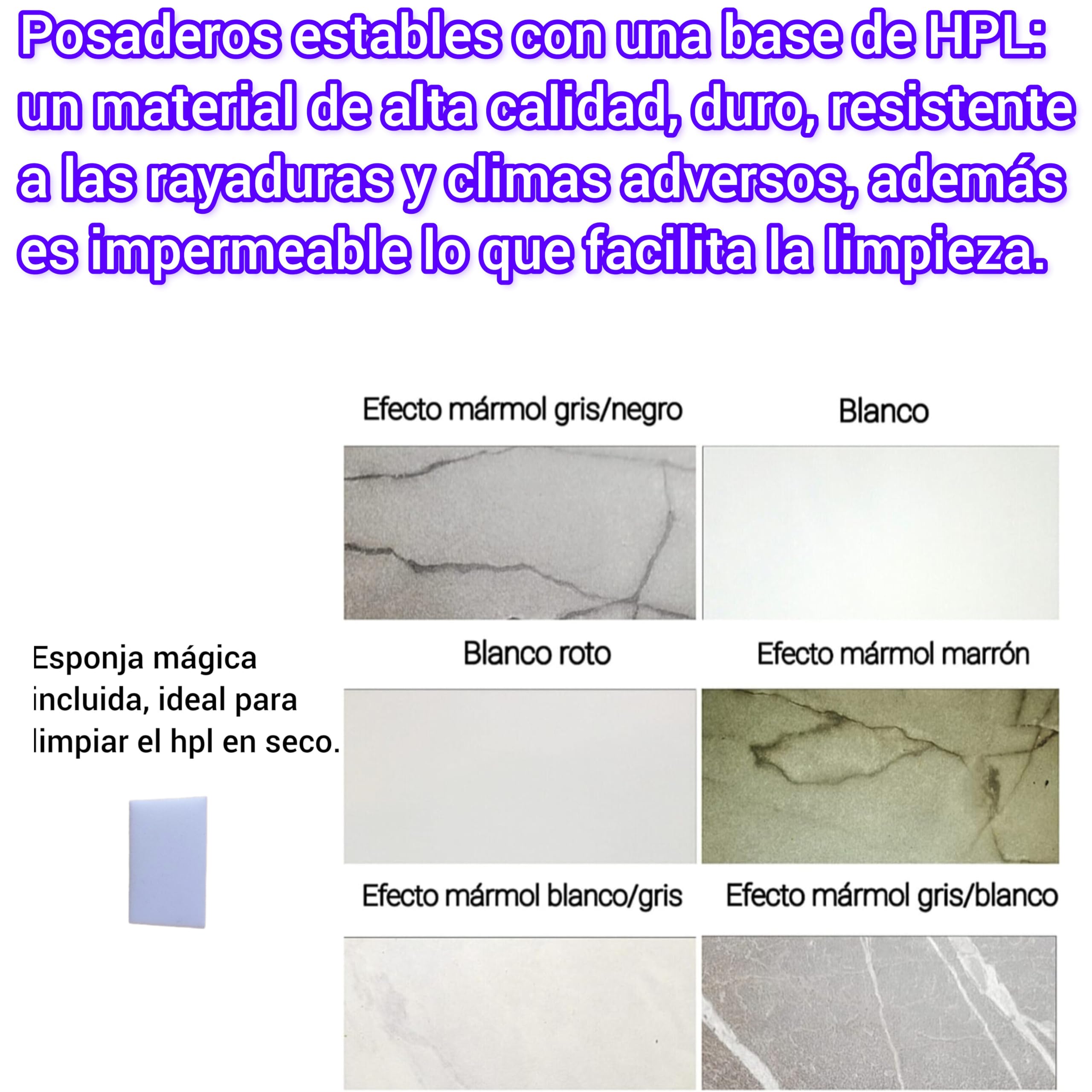 Pack posadero de mesa para loros, percha de guacamayo, cacatúa, base de hpl estable, juego interactivo yaco, comedero de ninfa inoxidable, CALIDAD PREMIUM. (Efecto mármol gris/negro, L)