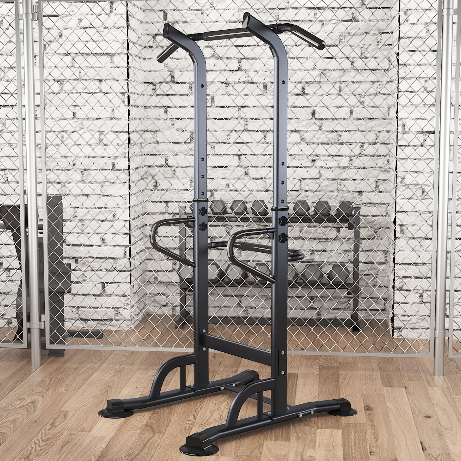 Power Tower regolabile per trazioni, altezza regolabile, stazione di immersione multi-palestra, con base antiscivolo per allenamenti a casa e in ufficio