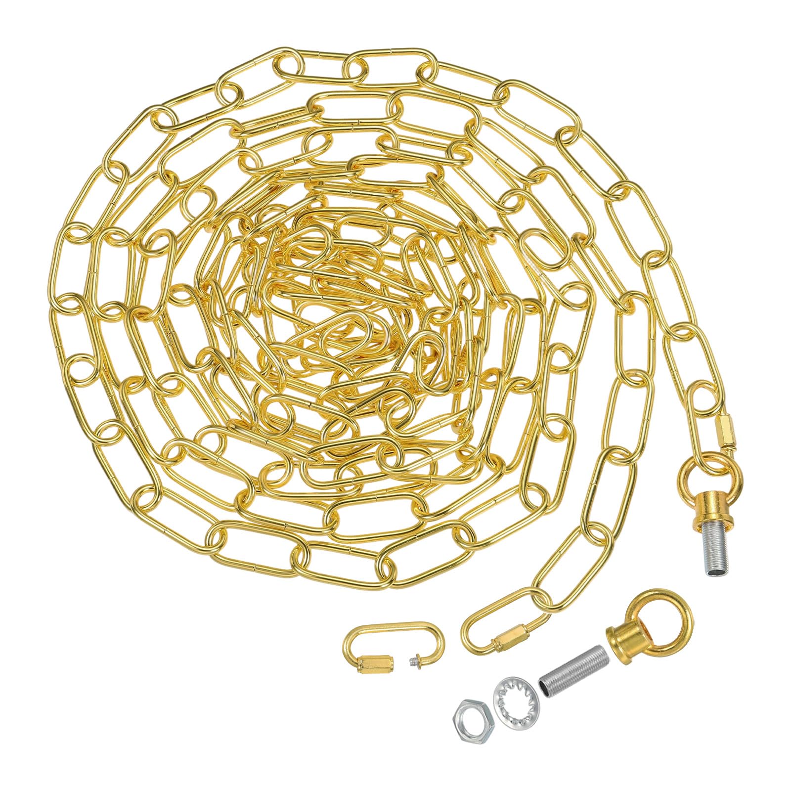 PATIKIL 15 Feet Lighting Chain for Hanging Lamp, Chandelier Chain Light Fixture Chain Load Capacity 65 lbs for Pendant Light, Ceiling Fan, Bright Gold