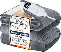 Bedsure Full Size Electric Heated Blanket - Soft Flannel & Sherpa, 6 Heat Levels, 10 Timers, ETL Certified, Fast Heating 72x84 Grey