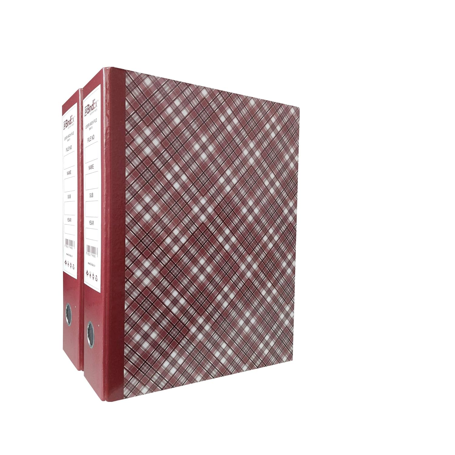 BindEx Cardboard Lever Arch Laminated Box File (Maroon Checks, Pack of