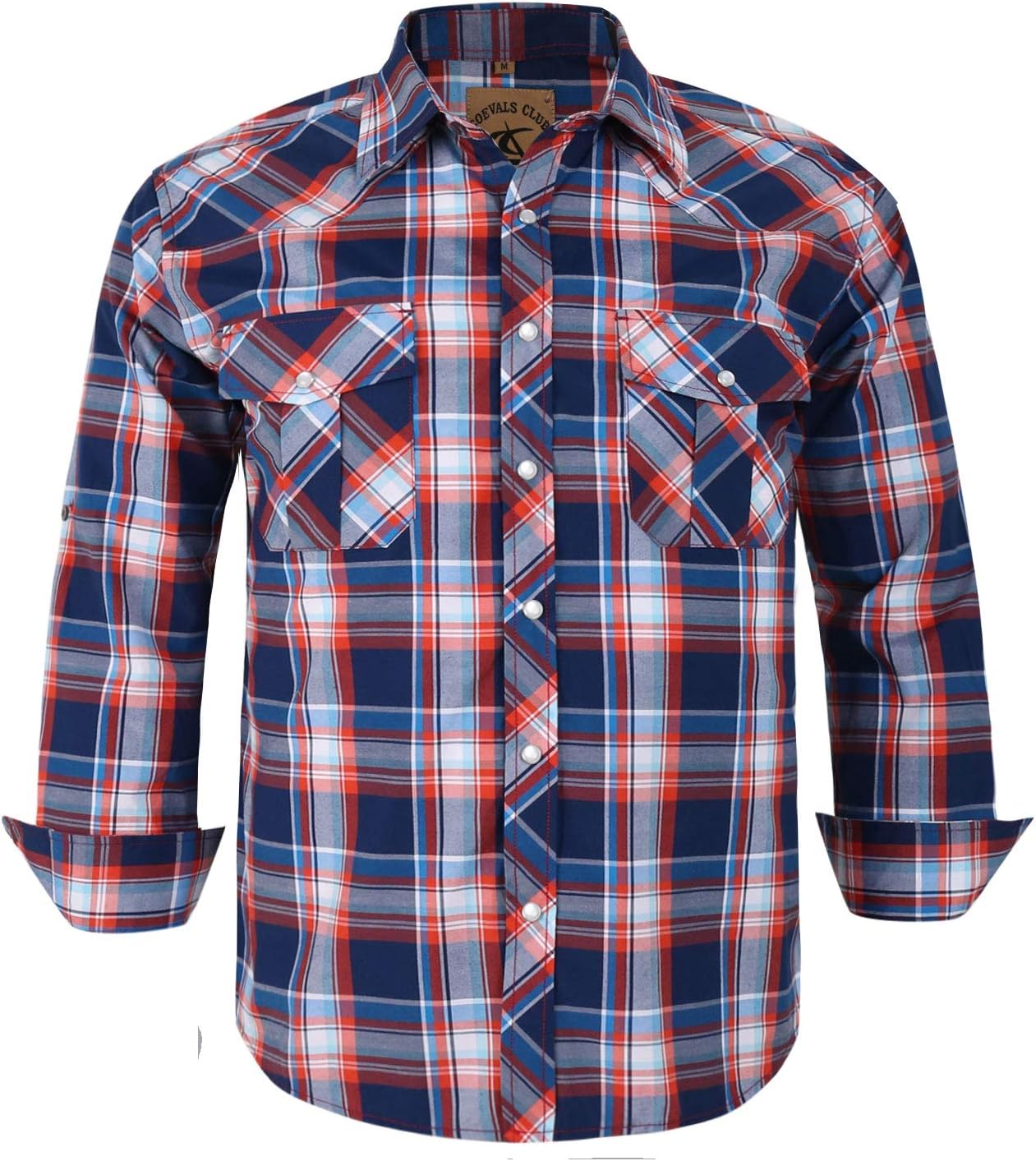 COEVALS CLUB Men's Western Cowboy Long Sleeve Pearl Snap Casual Work Shirts