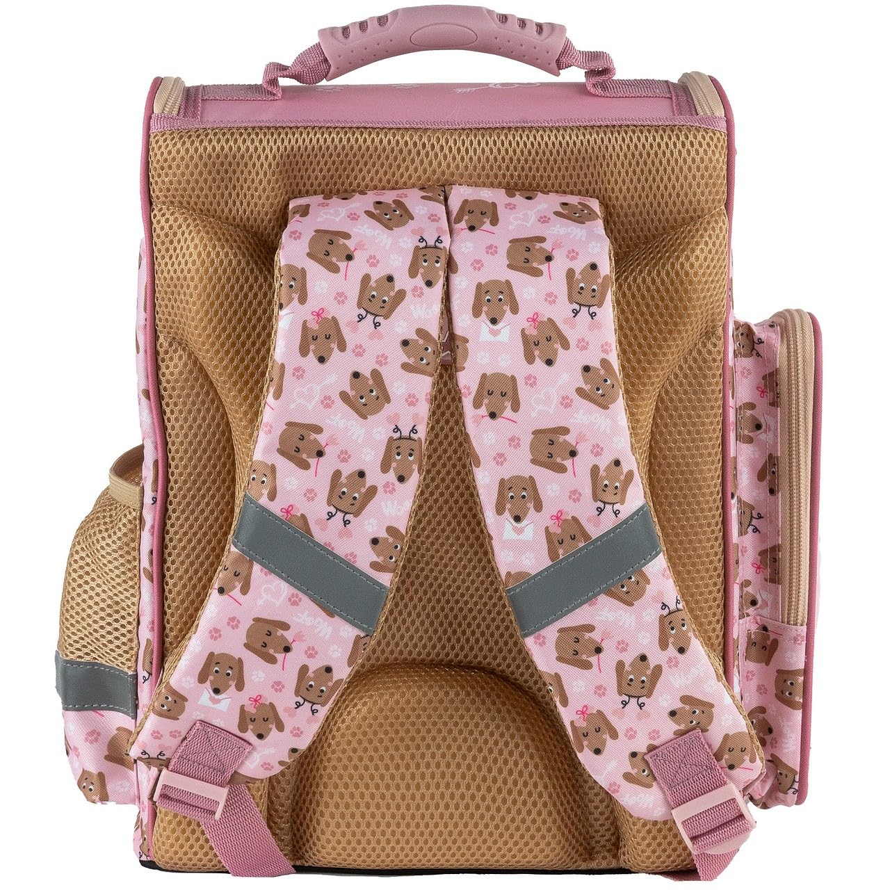 PASO- Schulranzen für Mädchen, 8er-Set - Schul-Rucksack für Kinder mit Federmäppchen - Schuhbeutel Trinkflasche und Brotdose - Hund Motiv- 1-3 Klasse