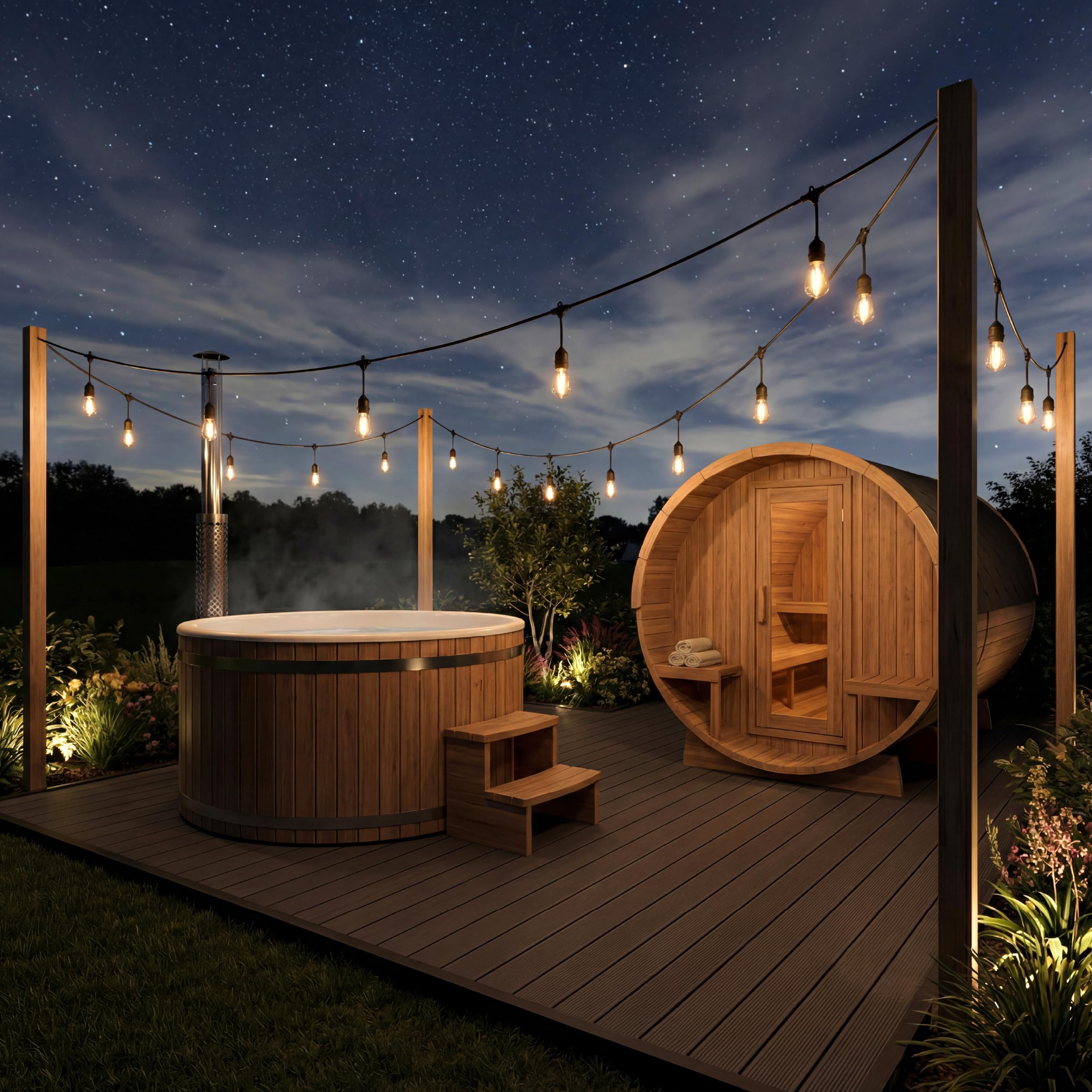 Lichterkette Außen Outdoor LED Strom,20M Außenbeleuchtung mit Stecker, 20 Glühbirnen, IP65 Wasserdicht Wetterfest Lichterkette Glühbirnen für Garten Terrasse Party Weihnachten, Warmweiß,2 Ersatzbirnen