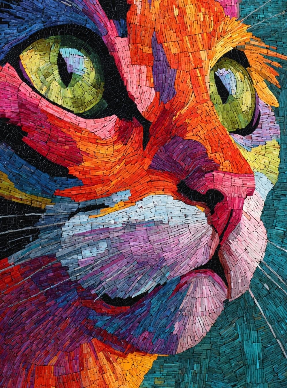 WANGWANGMIAO Paint by Numbers-Colorful Cats DIY Canvas Oil Painting Kit for Adults Beginner with Paint Brushes and Acrylic Pigment,16X20 Inch，with Frame