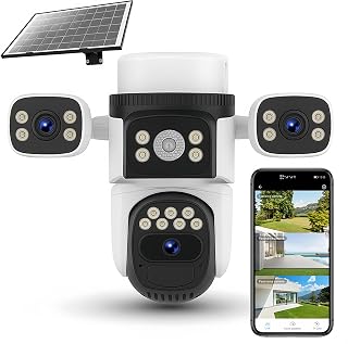 Golens WC22K Solar-E 4G LTE Outdoor Security Camera, 8000mAh Battery Powered, 3-Lens 360° Coverage, PIR Human Detection, 1... Price In India