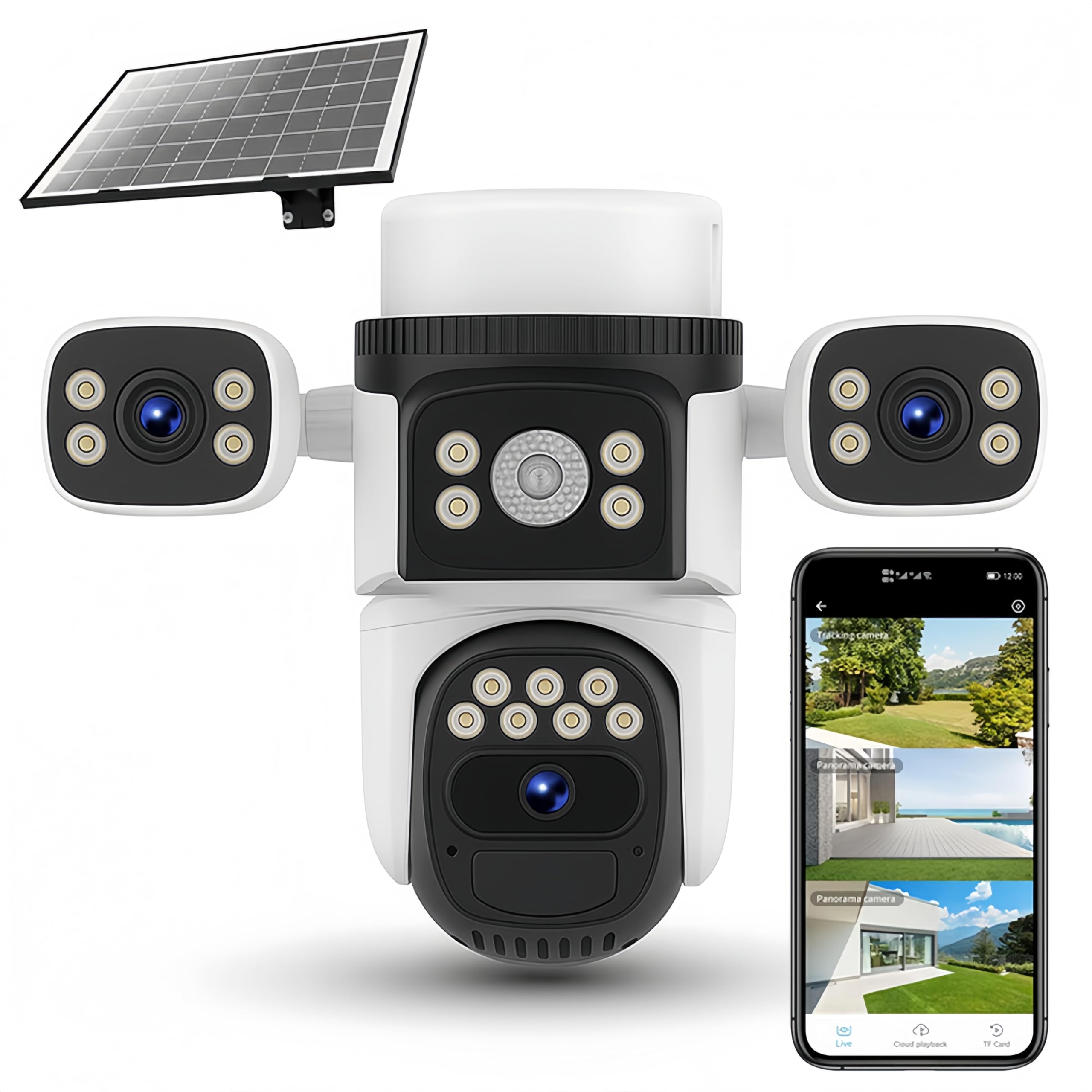 Golens Solar-E 4G LTE Outdoor Security Camera, 8000mAh Battery Powered, 3-Lens 360° Coverage, PIR Human Detection, 1080P HD, Color Night Vision, Two-Way Audio, Siren Alarm, Waterproof-image-16