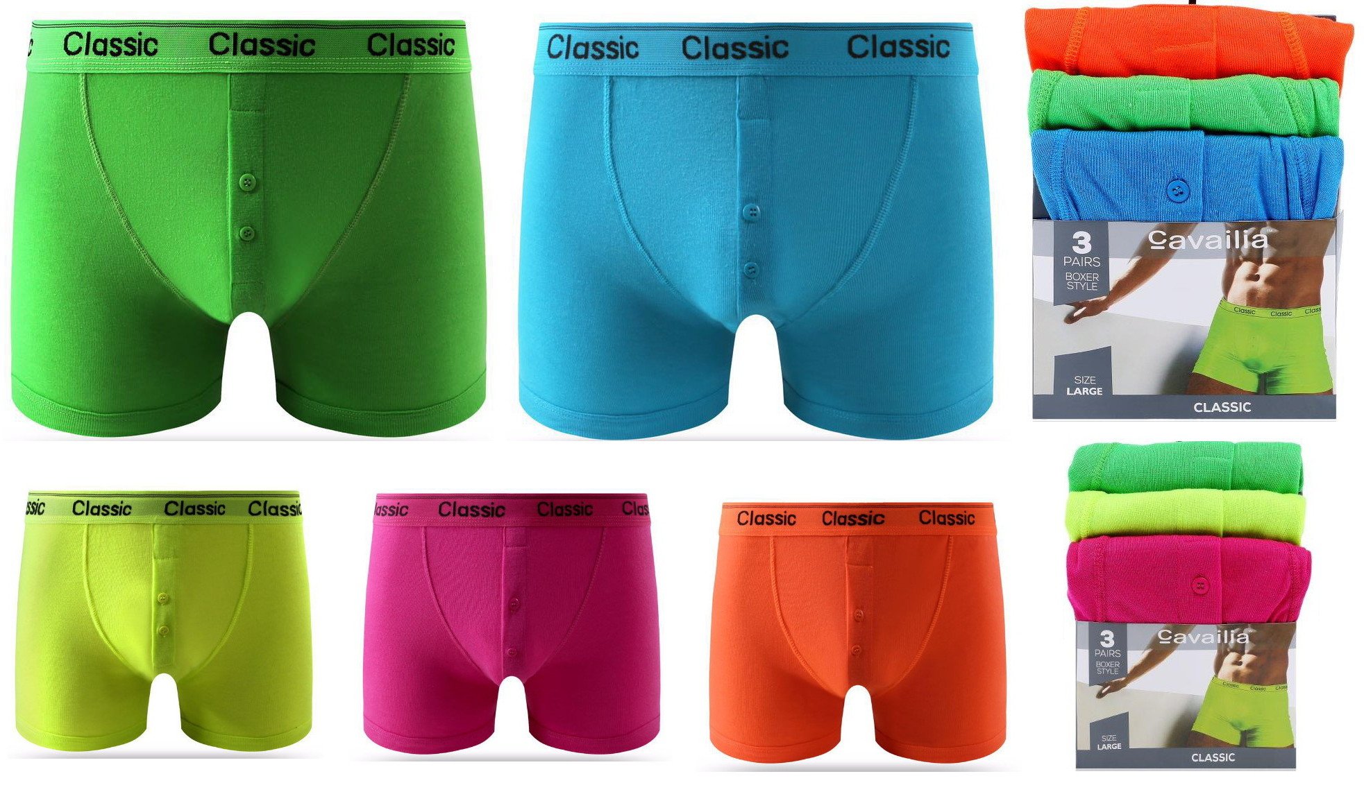 Goldstar Men's Pack Of 6 Mix Colours Goldstar® Boxer Neon Classic Underwear Elasticated Hipster Brief Shorts (L (Waist 36"-39"), )
