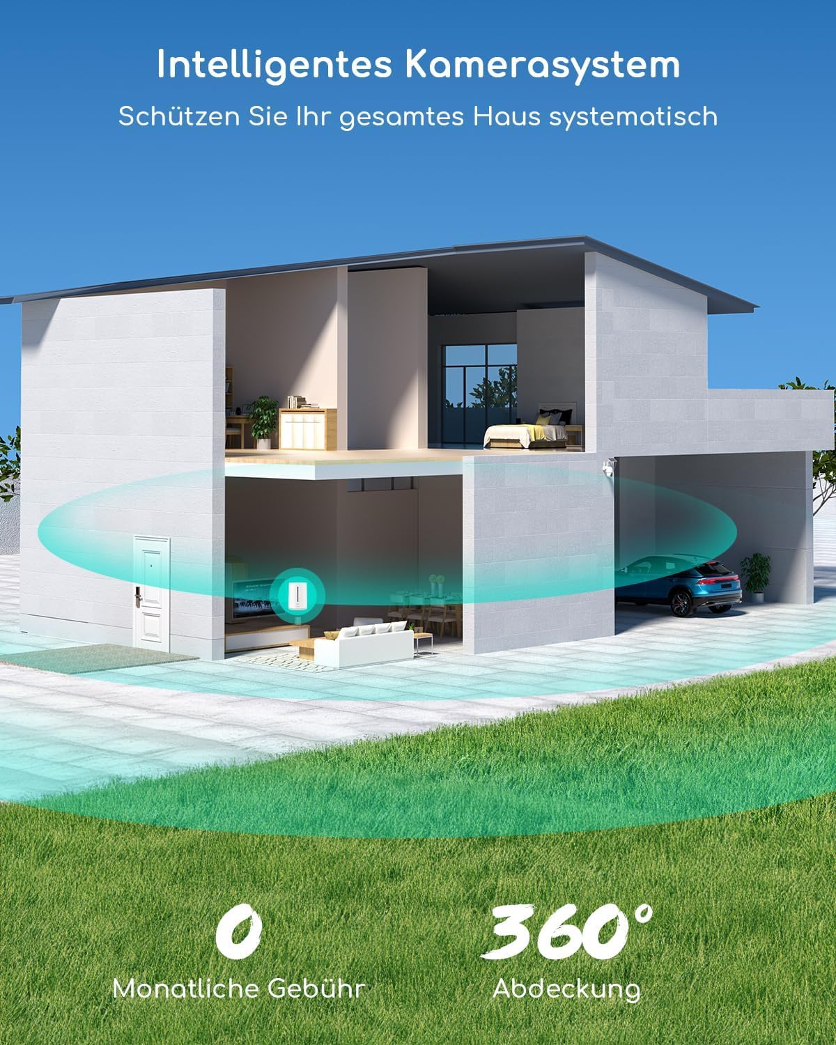 COOAU 4MP Überwachungskamera Aussen Solar Set, 2.5K Kabellose WLAN Akku Kamera Überwachung Aussen mit 64G Lokal Speicher, 5GHz/2.4GHz, Ohne Monatliche Gebühren, Farb-Nachtsicht, 2 Pcs