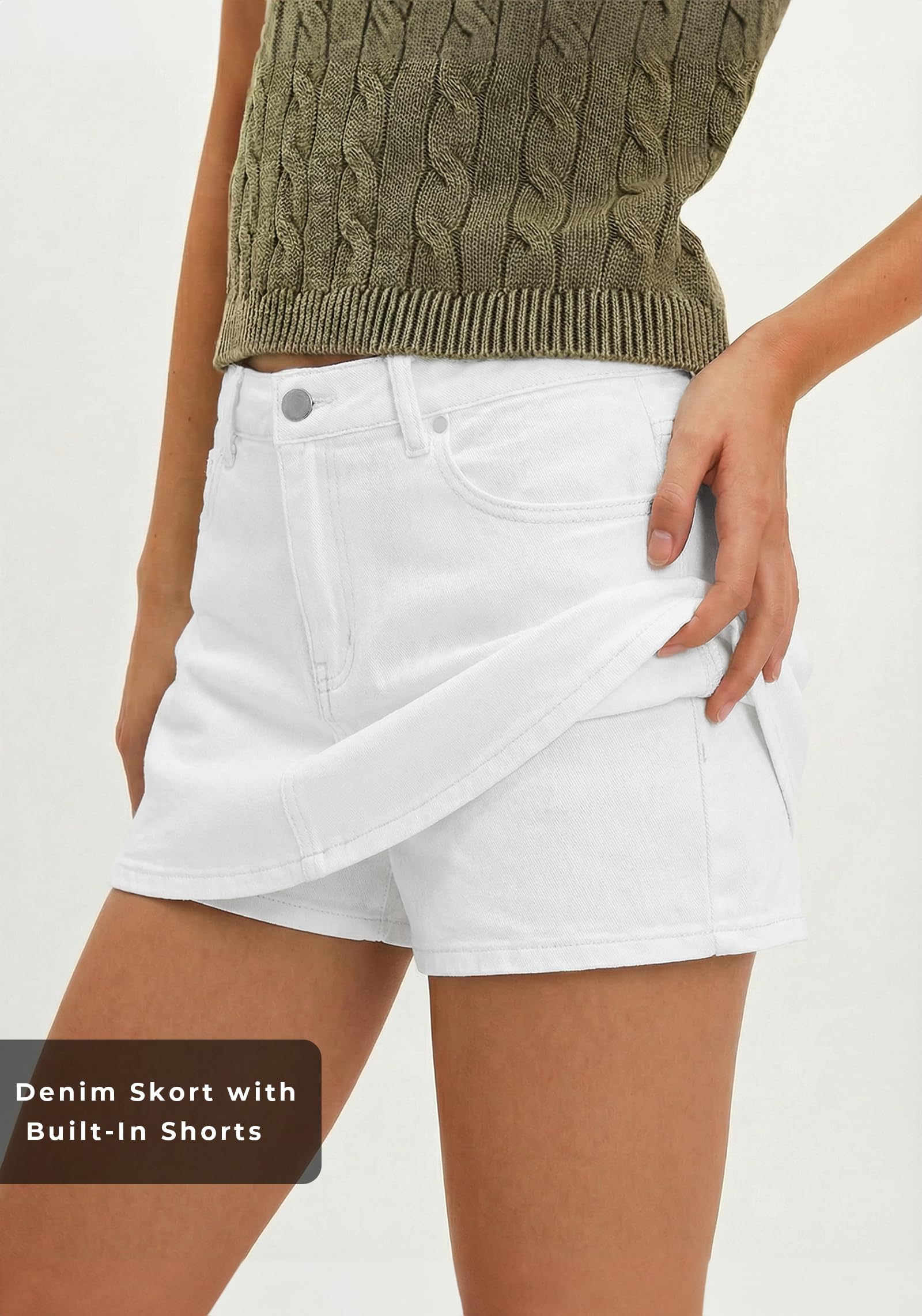 Jeans-Skortrock für Damen, dehnbar, mittlere Taille, Y2K, sexy Minirock, elegant, lässig, Jeans-Skorts