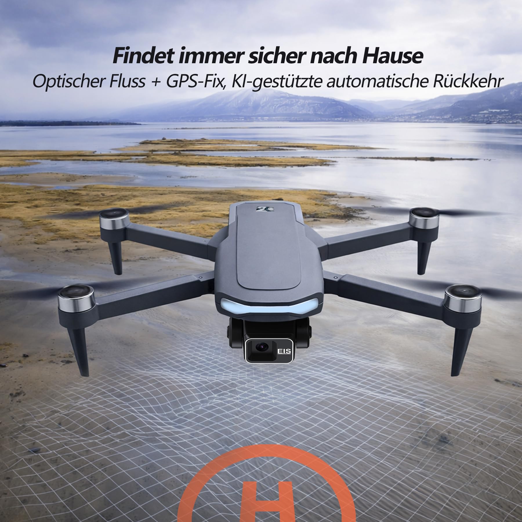 3-Achsen Gimbal GPS Drohne mit 4K Kamera, 4.5" HD Screen Fernsteuerung, 90Min Flugzeit (3 Akkus), 3000M Übertragungsreichweite, Auto Return, Follow Me, bürstenloser Motor, 5G FPV, faltbar, <249g