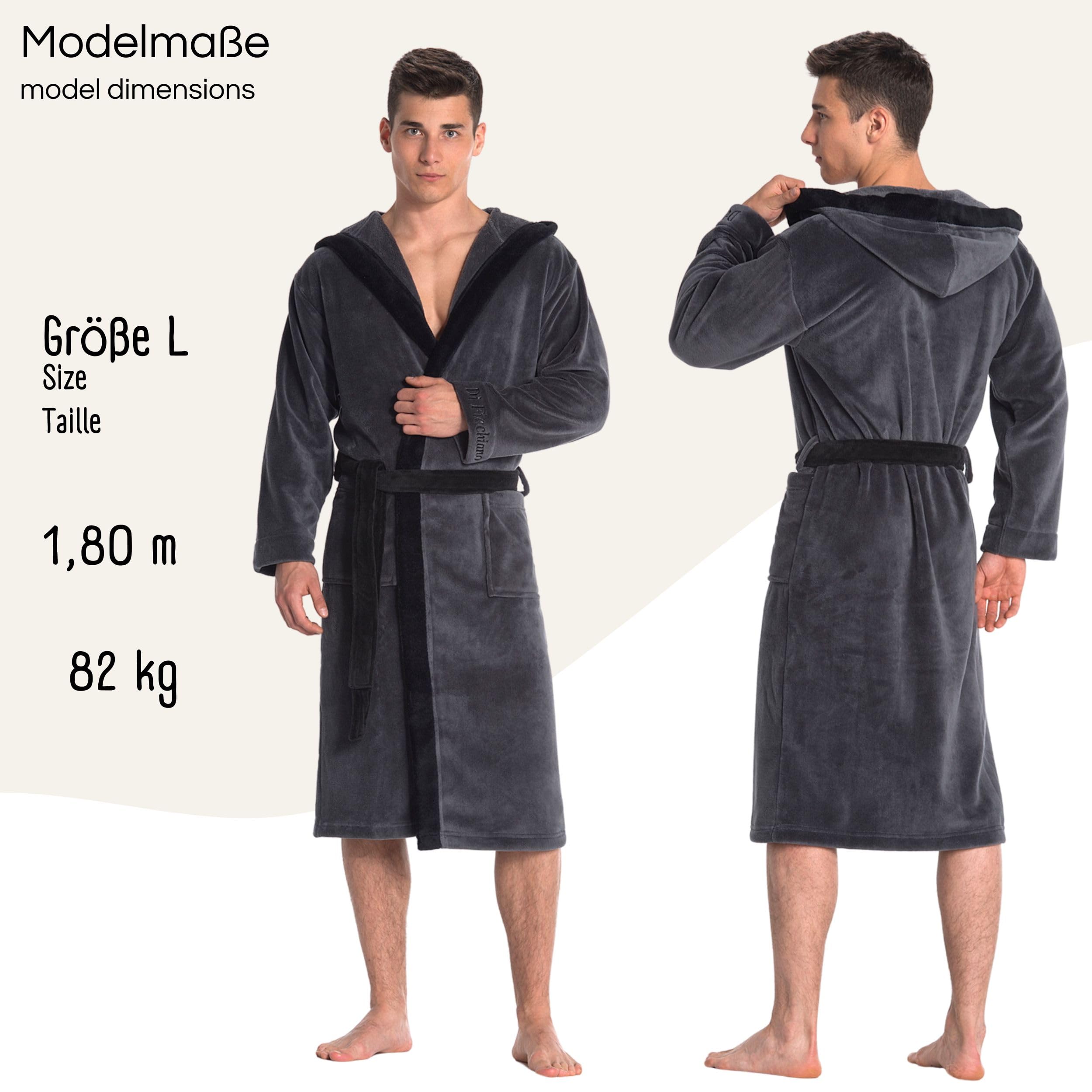 Di Ficchiano Męski szlafrok kąpielowy Monza z kapturem I szlafrok poranny puszysty I bielizna nocna ze szlachetnej mikrofibry I kimono w różnych kolorach i rozmiarach S - 5XL I szlafrok kąpielowy