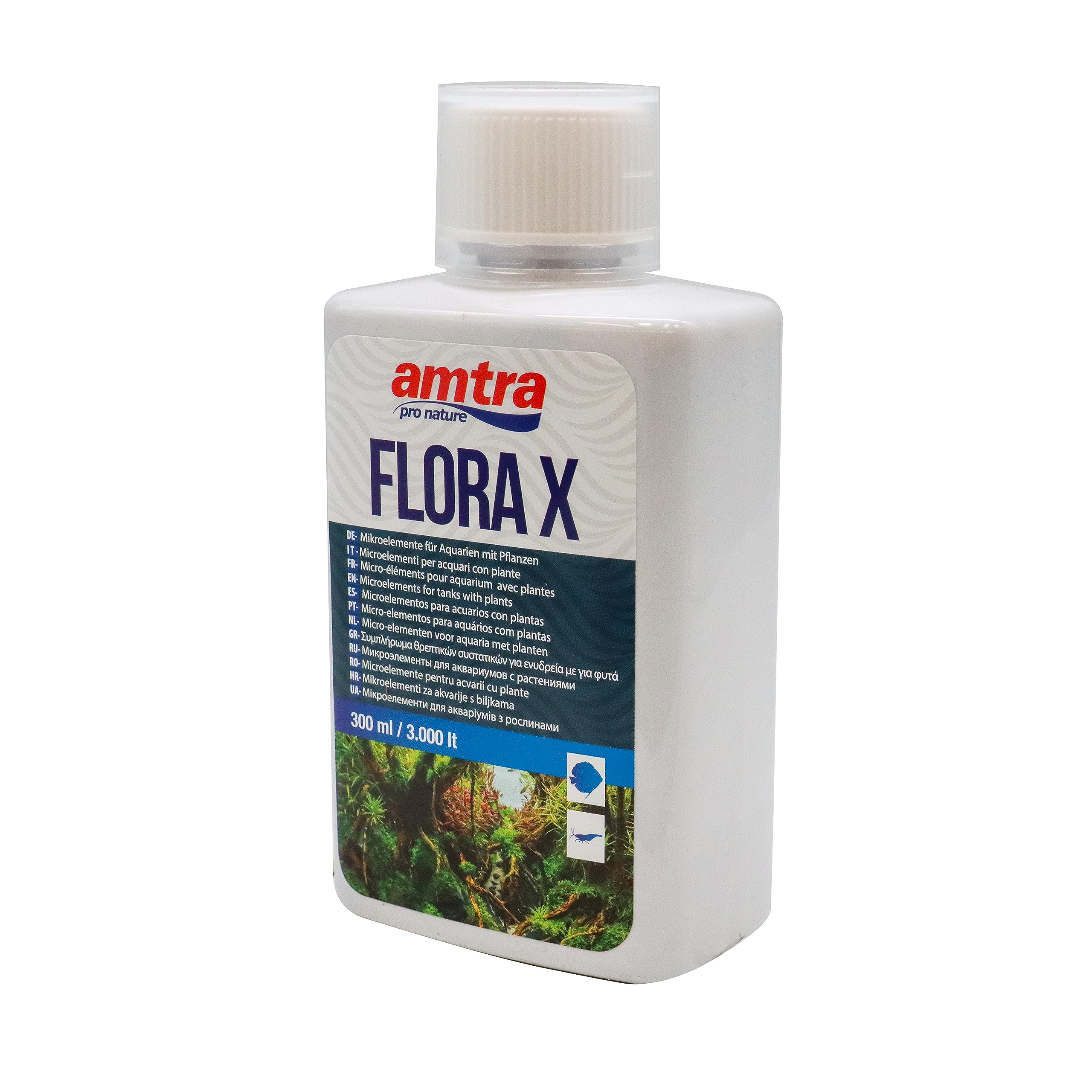 Amtra Flora X - Integratore di Ferro e microelementi per acquari, Fertilizzante per piante d'acquario, per acqua dolce, 300 ml