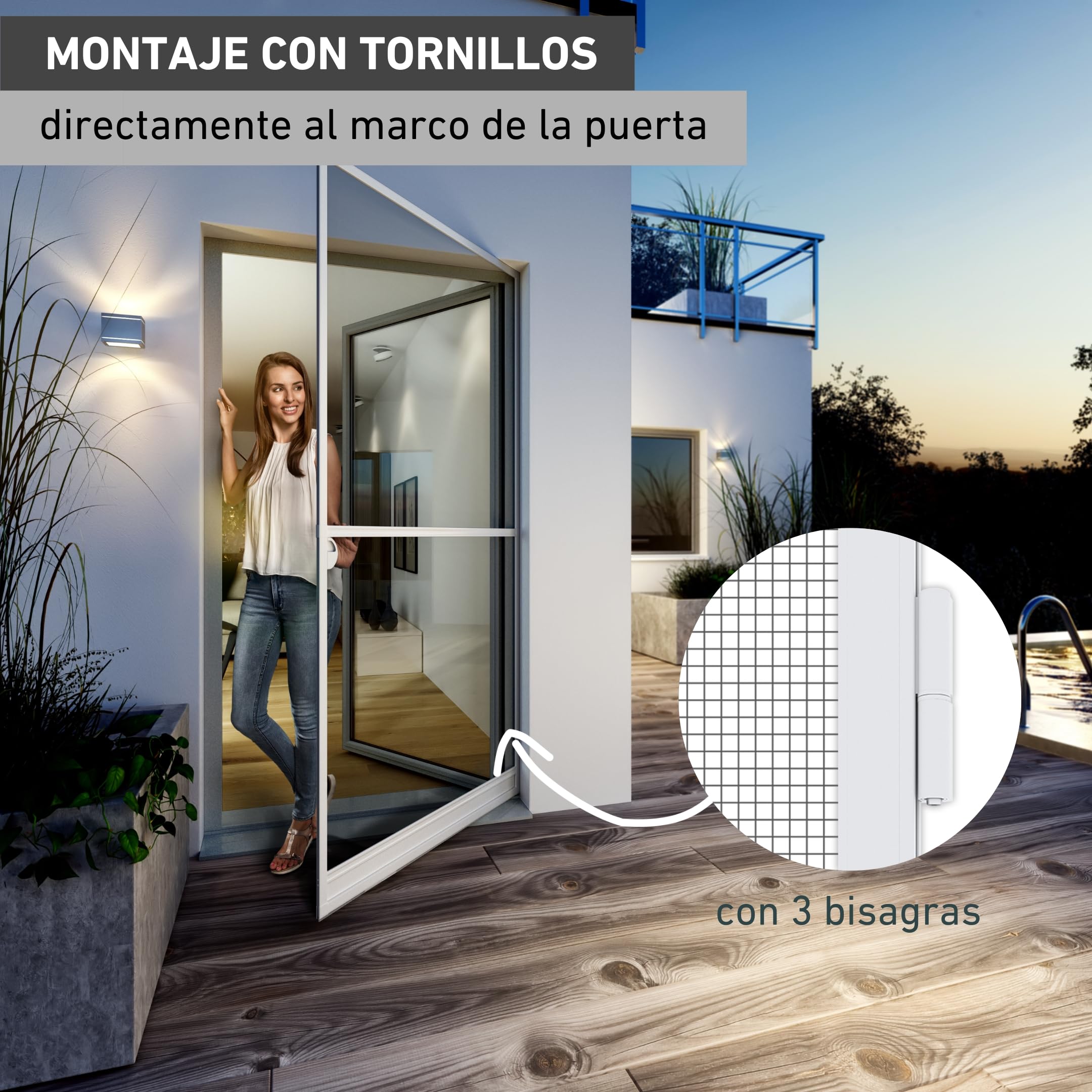 Windhager Tensor Expert, mosquitera Marco de Aluminio para Puertas, acortable Individualmente, 100 x 210 cm, Blanco, 03902