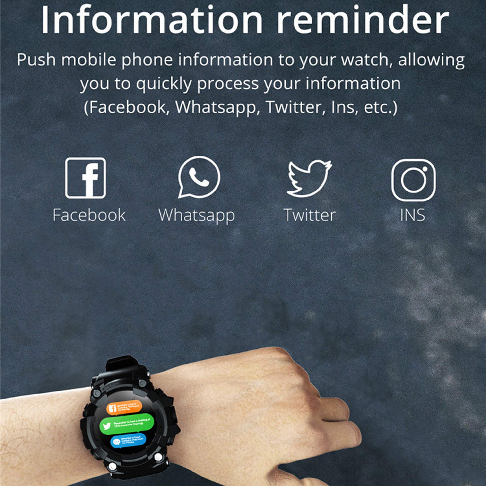 Q&N Reloj Inteligente Militar para Hombres, Relojes Inteligentes Deportivos, Rastreador De Ejercicios A Prueba De Agua, Monitor De Frecuencia Cardíaca Y Presión Arterial para Android iOS,Negro