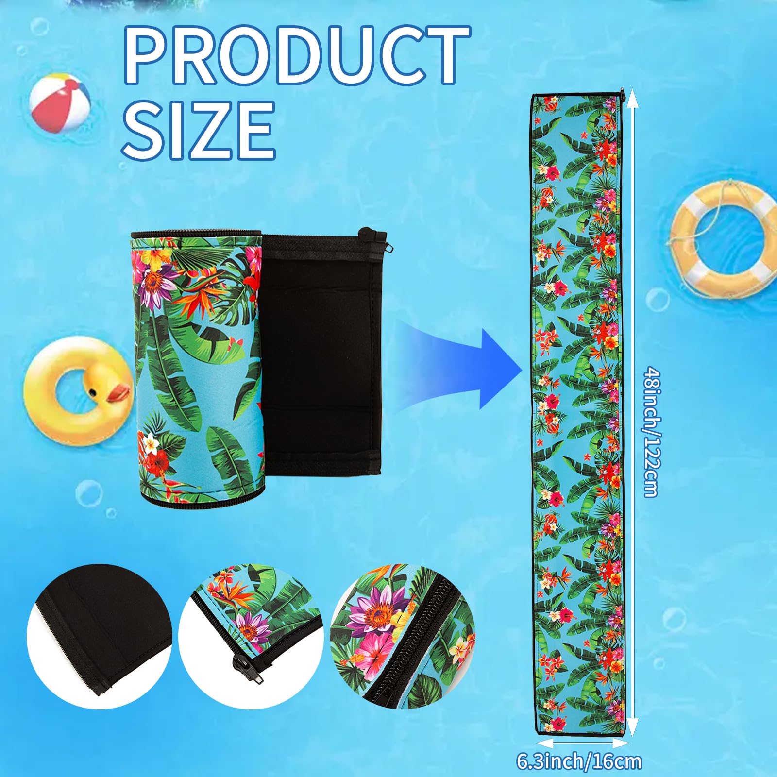 2x Pool Handlaufabdeckung 1,2m - Rutschfest Mit Reißverschluss