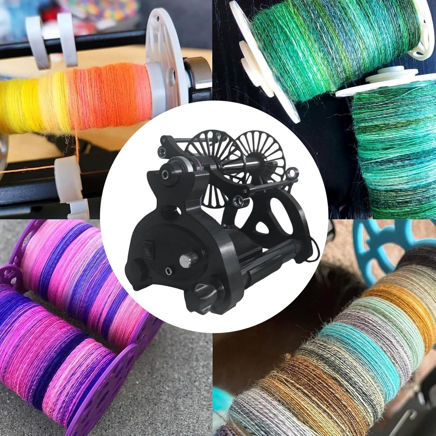 Filatore Elettrico per Filati, Ruota Di Filatura Automatica, Avvolgitore per Palline Di Lana per Filati, Mini Filatore per Lana, Commutazione Avanti E Indietro,Black