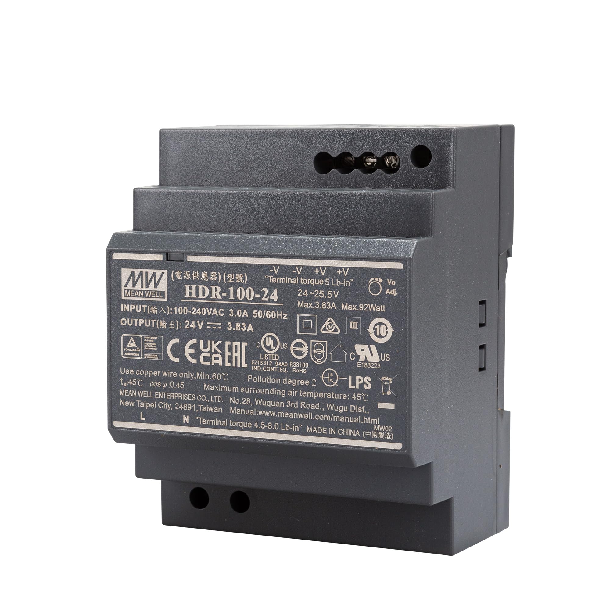 Mean Well HDR-100-24 Hutschienen-Netzteil (DIN-Rail) 24 V/DC, 3,83 A, 92 W