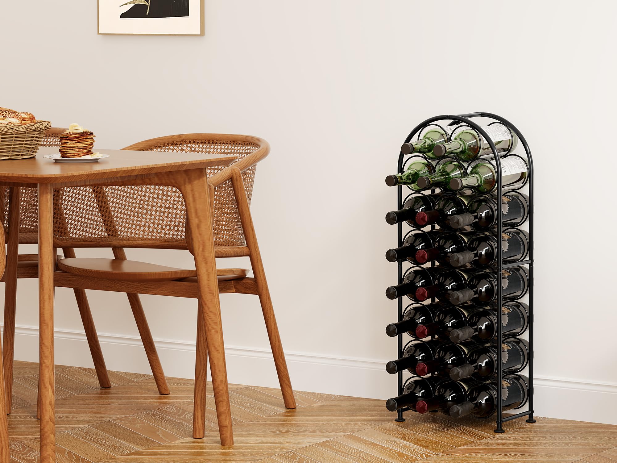 EasyPAG Metall 23 Flaschen Weinregal Freistehend Weinhalter Weinablage Weinständer Wein Halterung Wein Aufbewahrung Regal Getränkeregal Bodenstehend für Küche,Schwarz