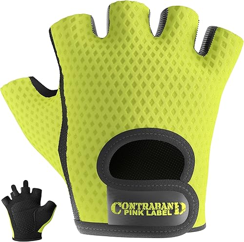 Contraband Pink Label 5307 Guantes de entrenamiento de diseñador para mujer | Tela de malla de diamante de bajo sudor con palma de silicona