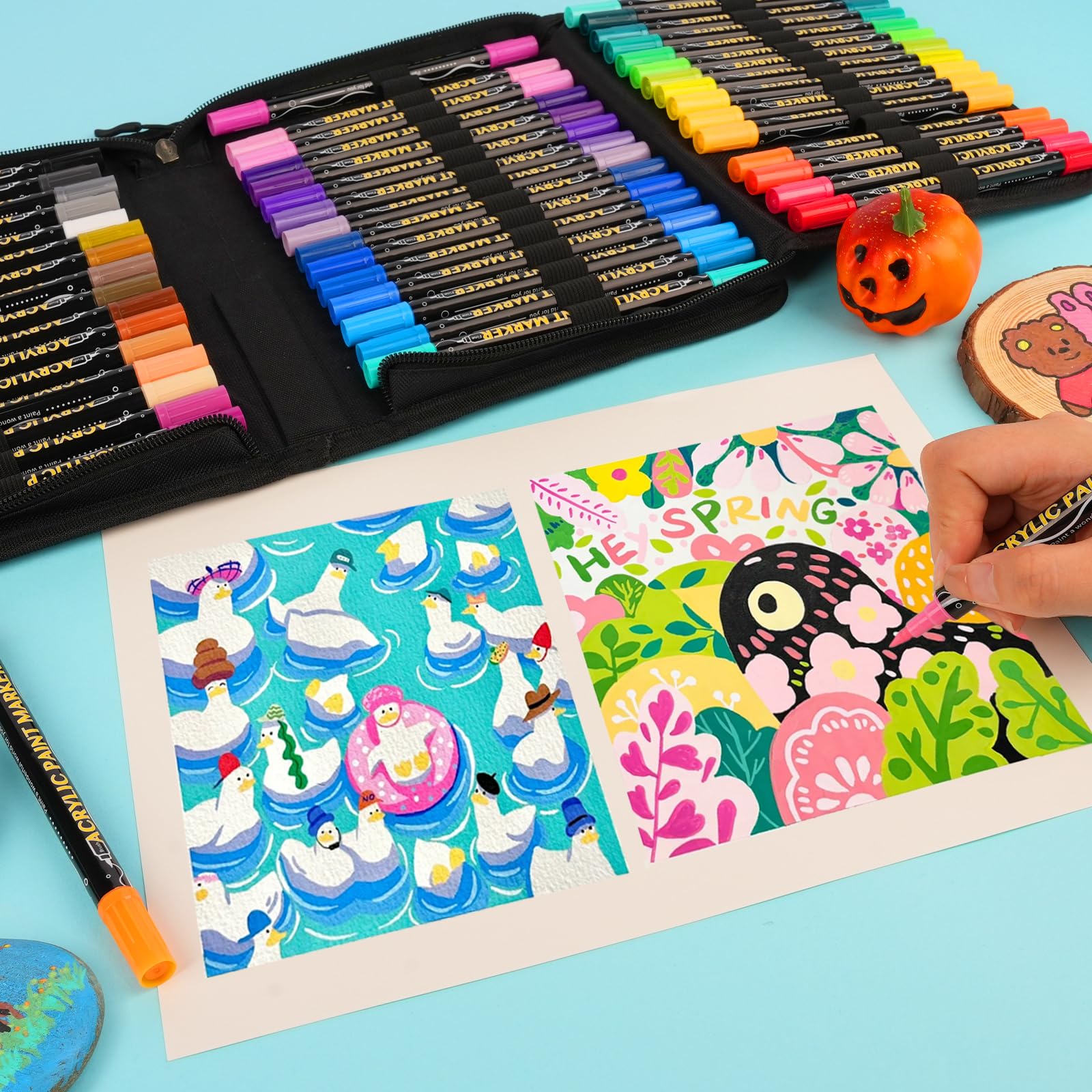 colpart Acrylstifte für Steine wasserfest-72Bagtype-ostereier zum bemalen Doppelendige Acrylic PaintPermanent Marker Stift Für Kunststoff Glas Holz Keramik Metall Reifen Leinwand.