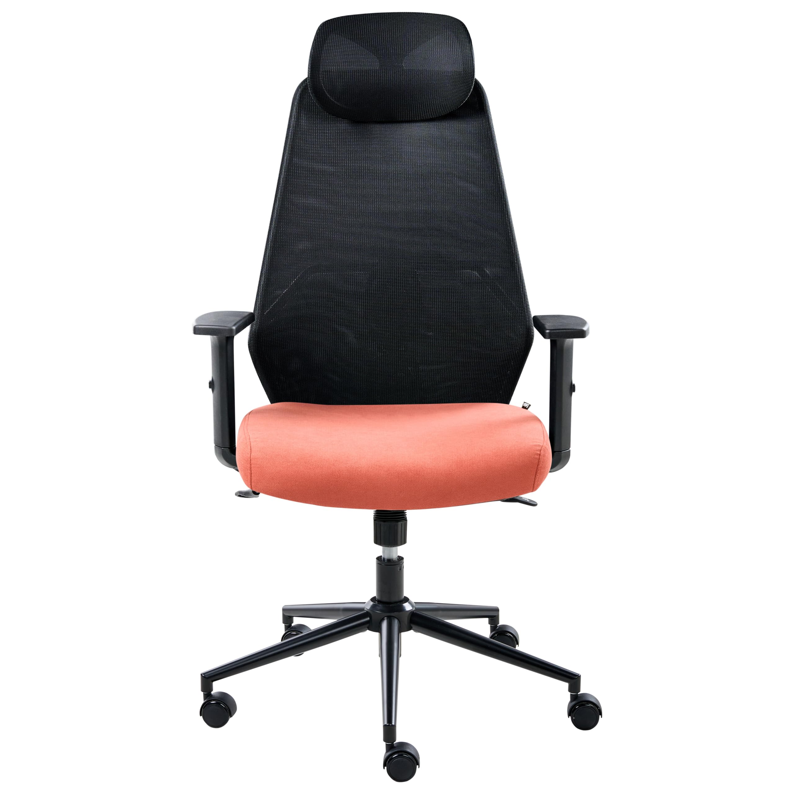 Beliani Silla de Oficina Multifuncional tapicería de Malla reposabrazos y reposacabezas Ajustables Ajuste de la Altura del Asiento Base giratoria inclinación del Respaldo Negro y Rojo Oryn