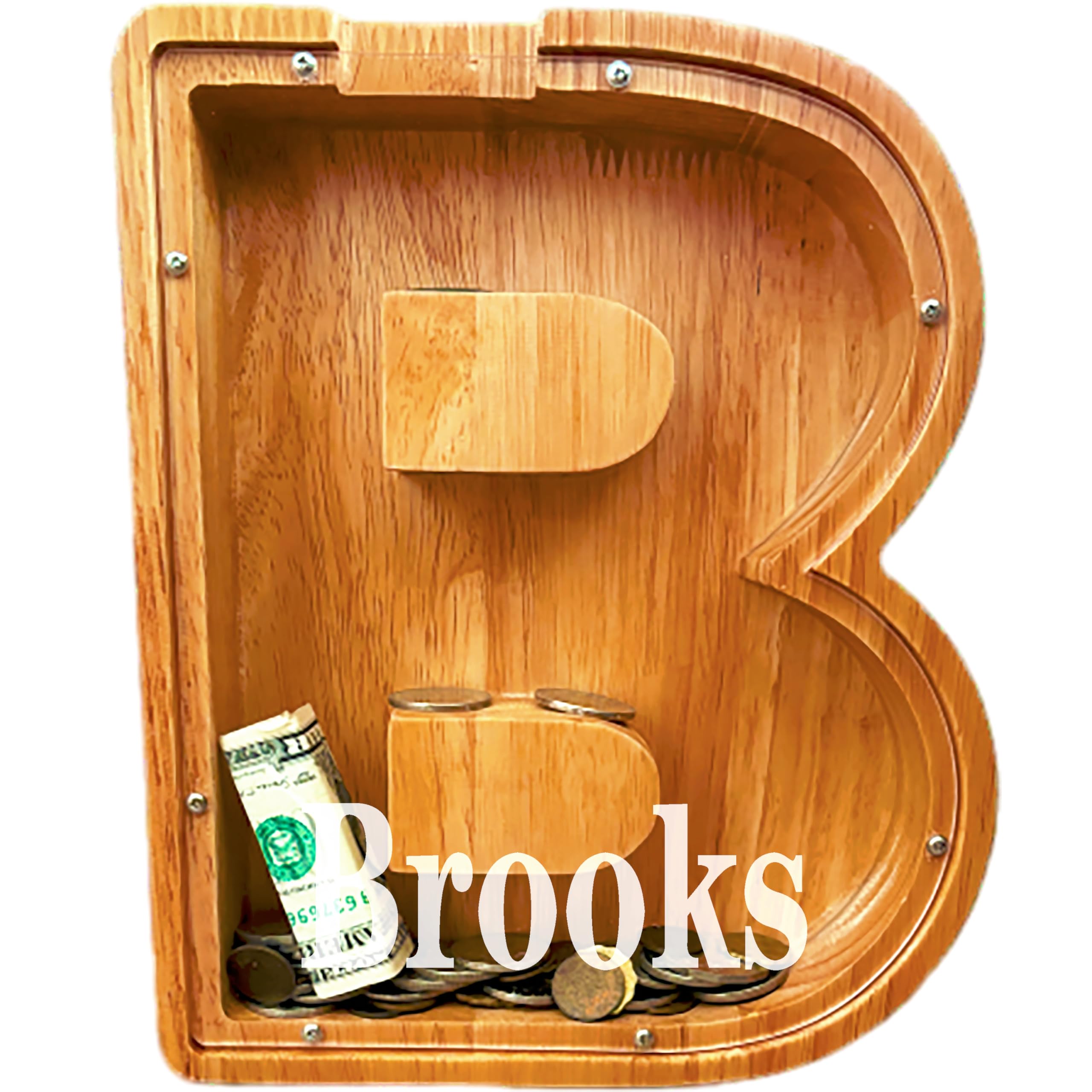 Personalized Large Wooden Letter Piggy Bank, Coin Bank, Custom Piggy Bank with Custom Name, Can be Used as Christmas, Birthday Gifts