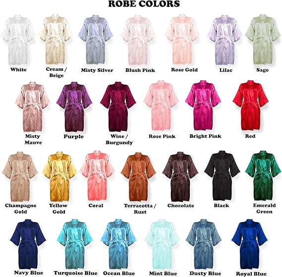 Gifts Are Blue Womens Short Kimono Solid Satin Lounge Robe