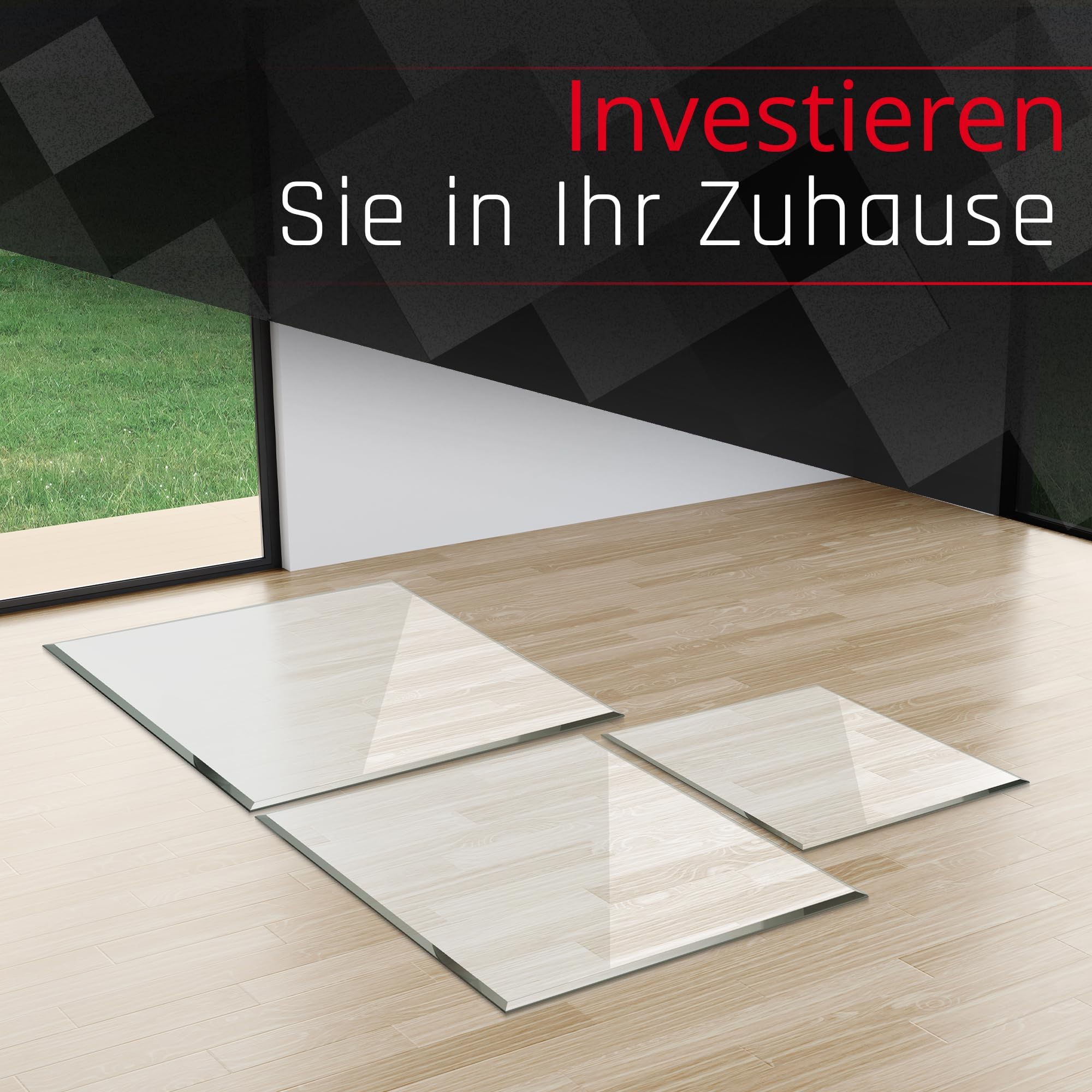 BIJON Funkenschutz-Platte mit Facettenschliff | Glasplatte Kaminofen | Kaminschutz mit ESG Sicherheitsglas | Kamin Zubehör | Kamin Glasplatte | Segmentbogen 120 x 100 cm | 6mm