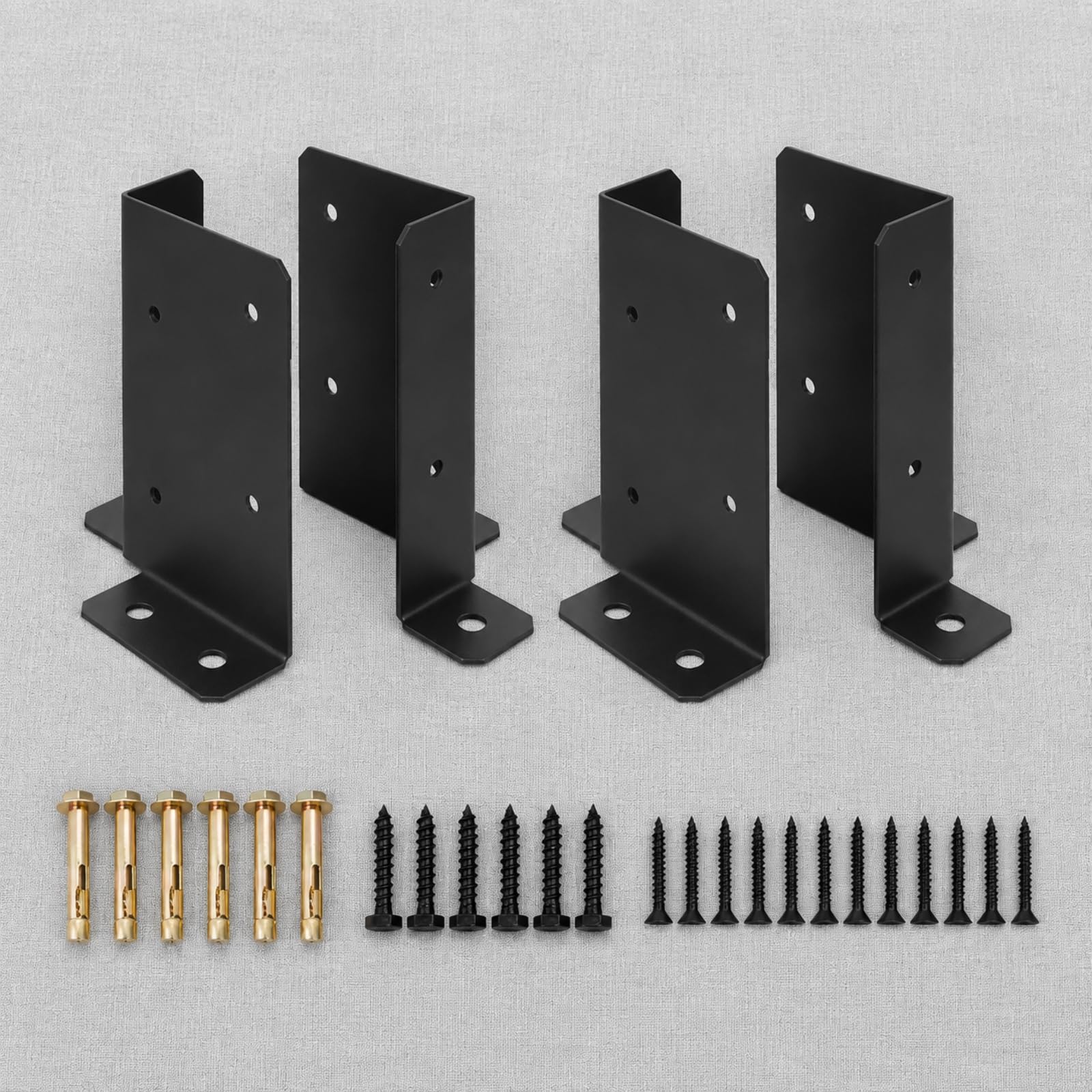 Baoblaze 4 Pezzi Staffa Base per Regolabile in Metallo Nero Preforato Base Preforati Resisn per da, Recinzioni, Ringhiere