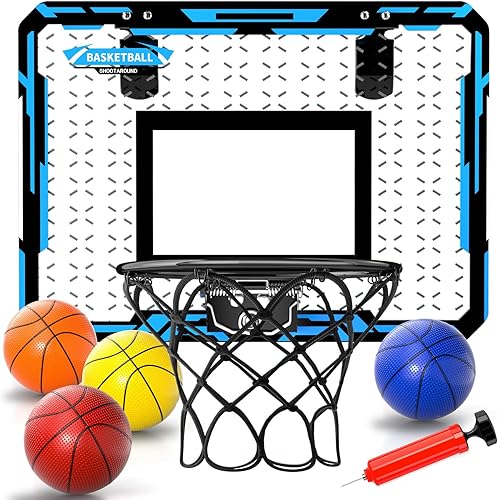 Doloowee Aro de baloncesto para interiores para niños, mini aro de baloncesto con 4 bolas, juguetes de baloncesto para niños de 3, 4, 5, 6, 7, 8, 9,