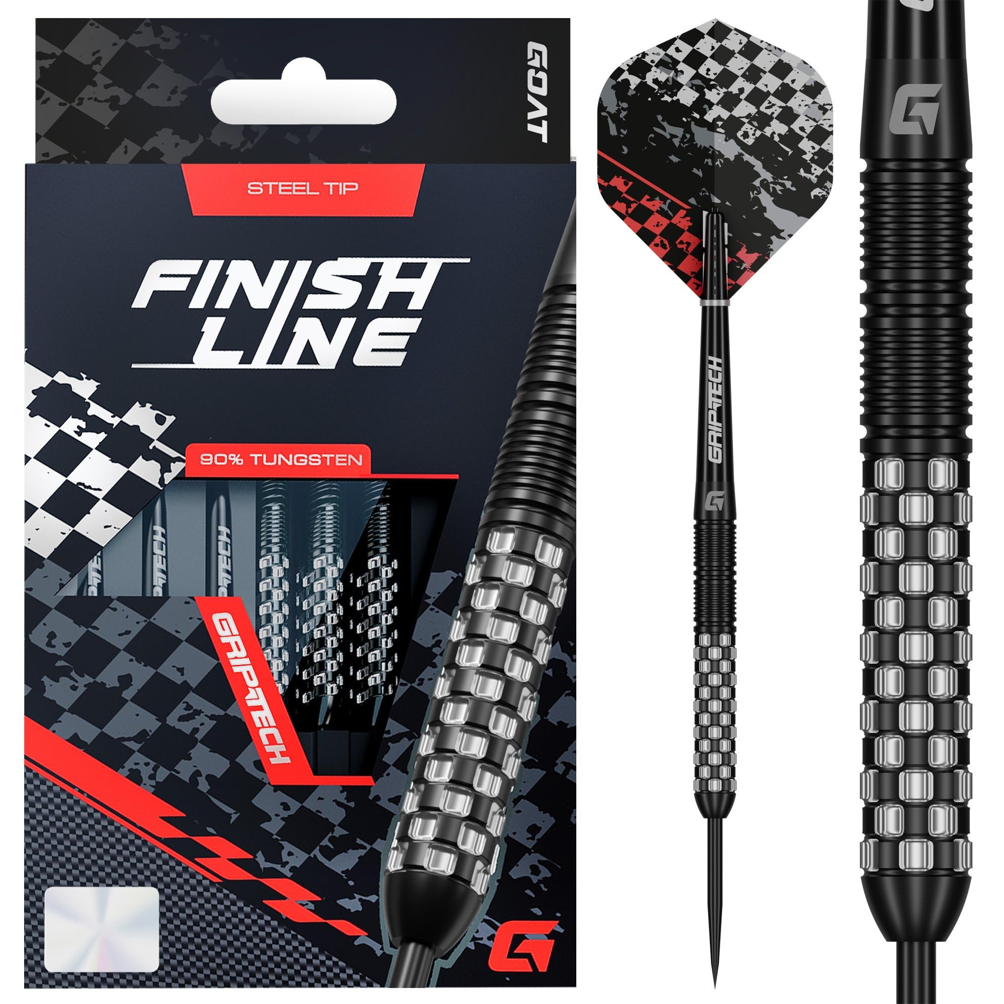 GOAT - Finish Line 90% Tungsten Darts, 25G, Straight, Steel Tip Darts Set