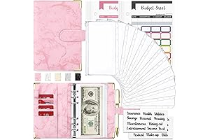 6-Ring Pink Budget Binder with Envelopes