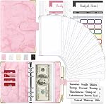 Bible budgétaire avec enveloppes en espèces - 28Pcs Organisateur d'argent pour la budgétisation - Marbre 6-Ring Binder d'économie d'argent (noir)