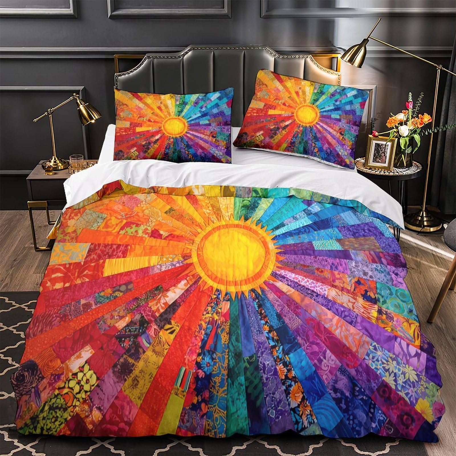 Parure de lit 3d pour couple amoureux king size style astronomie vintage