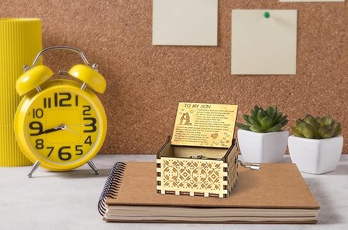 Miniatura 2 de Cajas de música de madera, To My Son Caja de música vintage con manivela, regalos para Navidad, Acción de Gracias, cumpleaños, graduación, día del