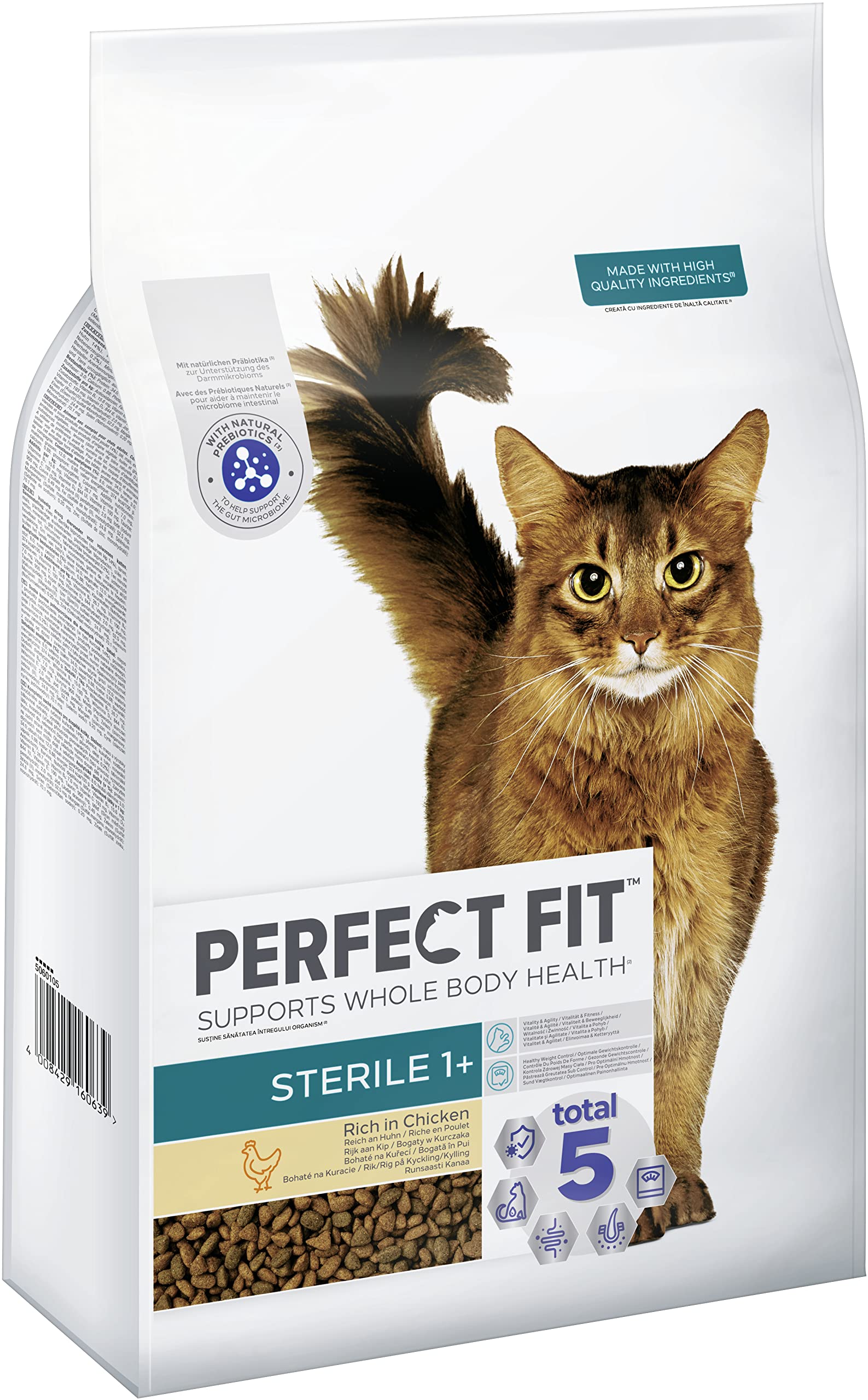 PERFECT FIT Alimento seco estéril adulto para gatos adultos esterilizados a partir de 1 año - pollo, 7 kg (1 bolsa)