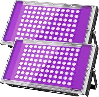 100W LED Black Light, 385nm UV Flood Light, IP66 Waterproof, 2 Pack