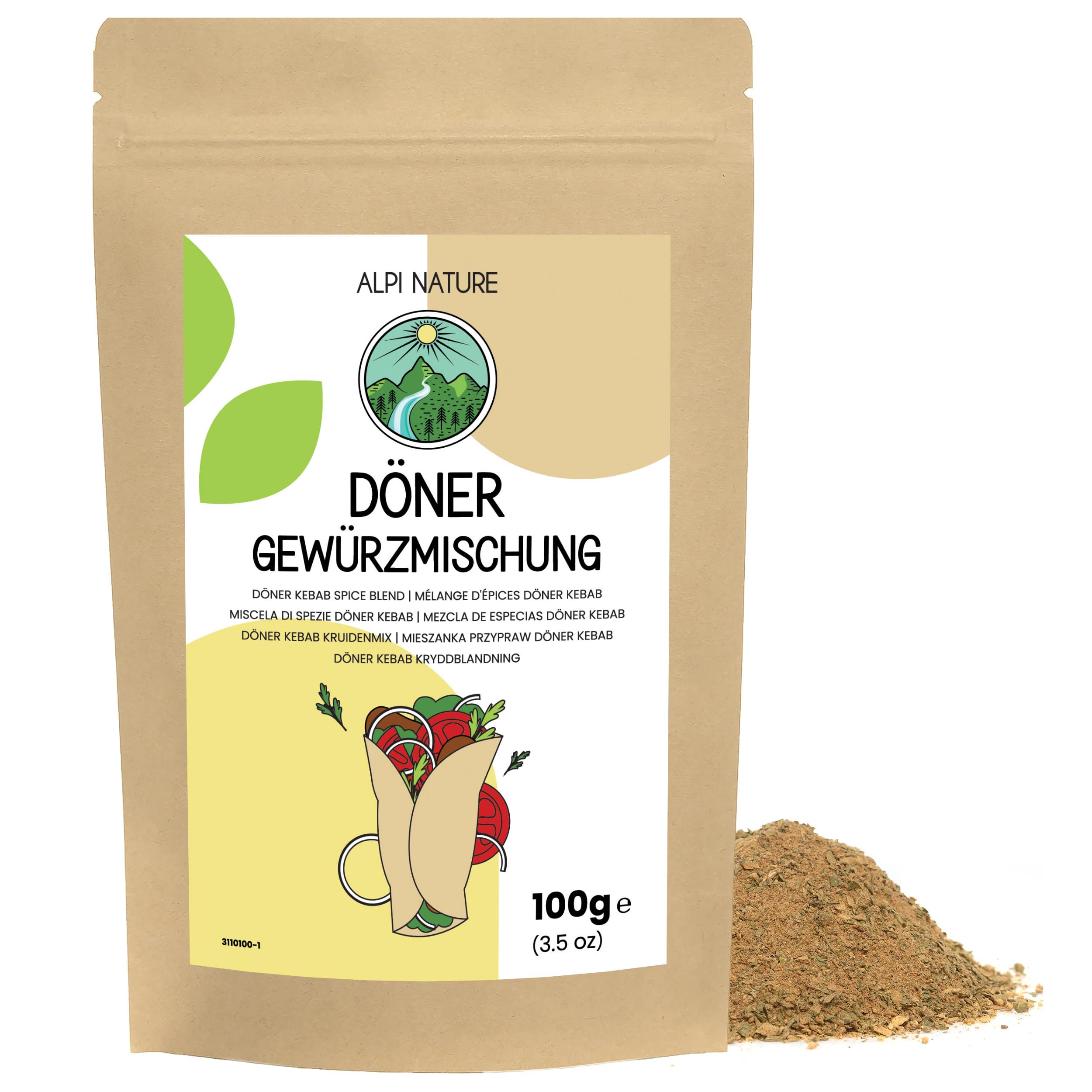 Alpi Nature Przyprawa do Döner Kebab 100g, Mieszanka Przypraw do Kebaba z Kurczaka i Jagnięciny