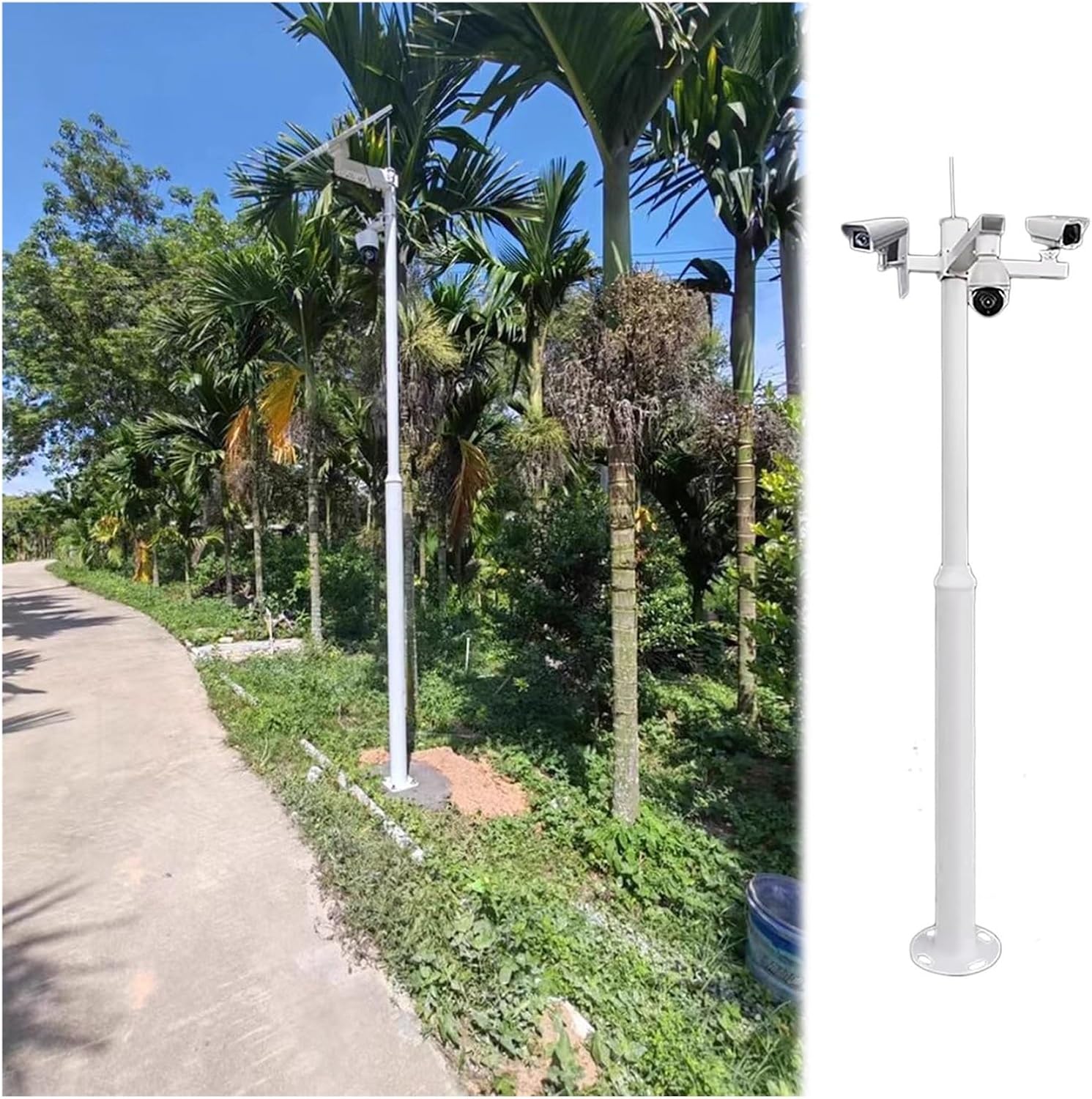 Outdoor Security Camera Pole, Assembled Surveillance Post for Home & Industrial Use, 11.4ft Monitoring Rod for Factories & Backyards (H-3.5m, 2 Parts)