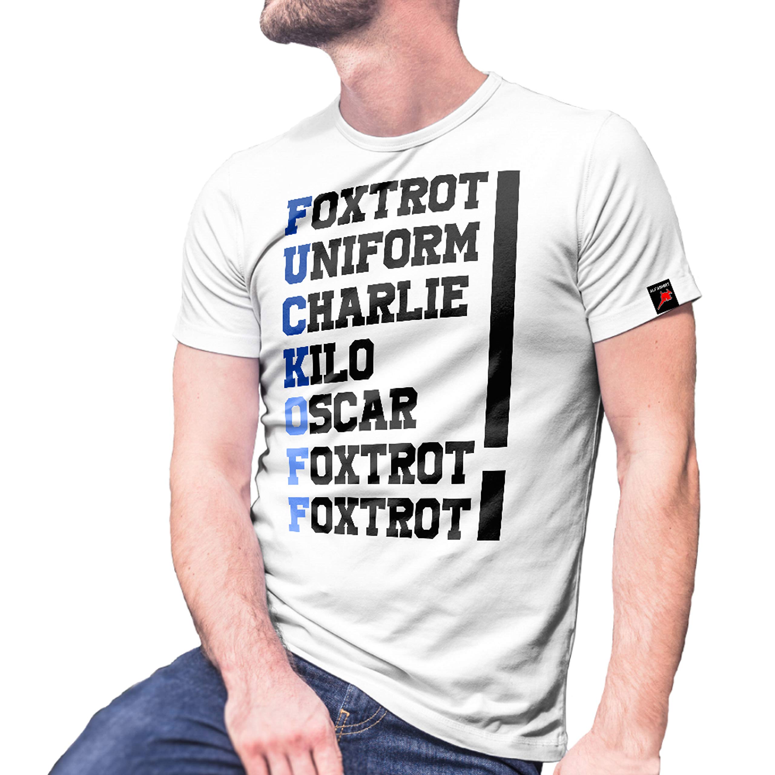 T-shirt Uniform Charlie Kilo Foxtrott Style NATO Alphabet Fun Blanc 5XL