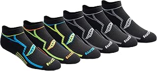 Saucony Men's RunDry Bolt Performance No-Show Socks - Moisture-Wicking, Arch Support, Cushioned Comfort for Runners