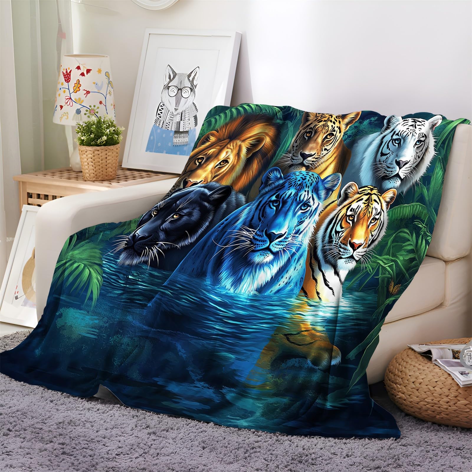 Housse de canapé et couverture polaire zoo forestier contre le froid